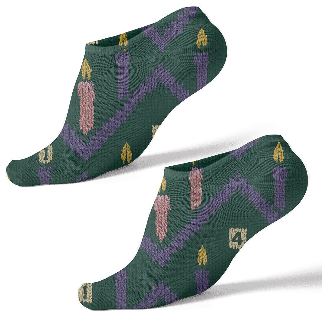 Knitted Advent Candles Chevron Drip Grid unique graphic ankle socks