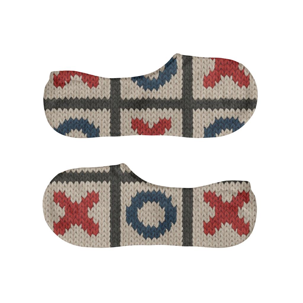 Tic Tac Toe Knit Illusion With Valentines Xo Icons trendy no-show sock styles
