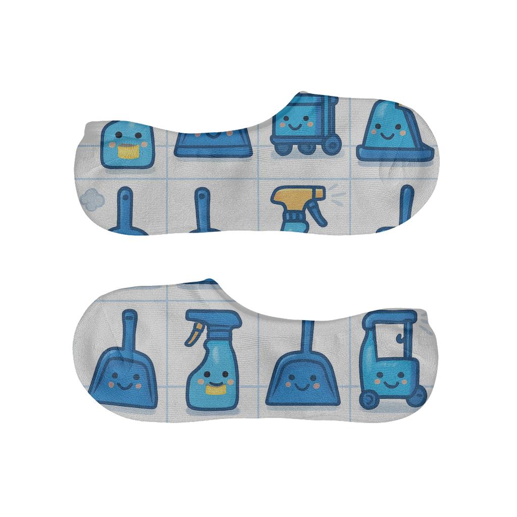 Tile Grid With Spray Bottles Janitor Parade soft cotton no-show socks