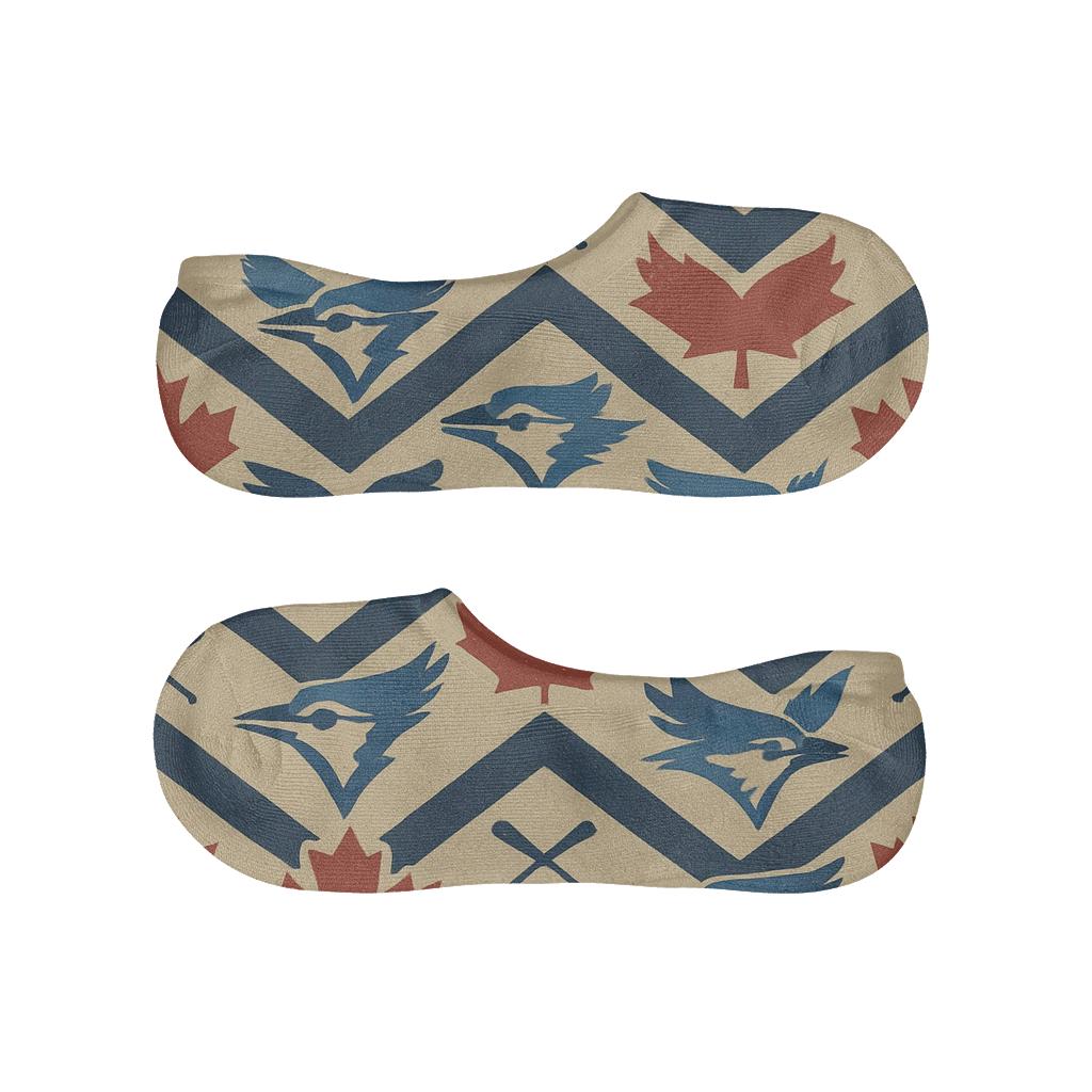 Maple Leaf Chevron With Blue Jays Flight Motifs breathable no-show socks