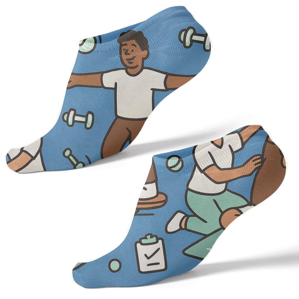 Wellness Landscape Wrapping Around With Physical Therapist Scenes custom ankle socks
