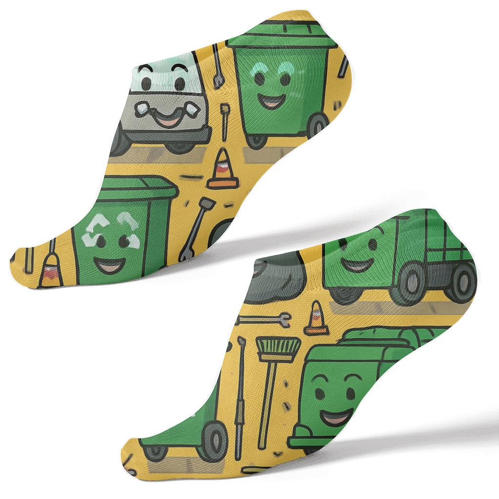 City Tile Parade Garbage Collector Pattern personalized ankle socks