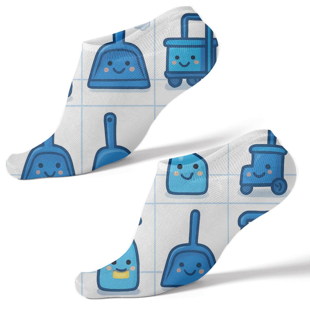 Tile Grid With Spray Bottles Janitor Parade custom ankle socks