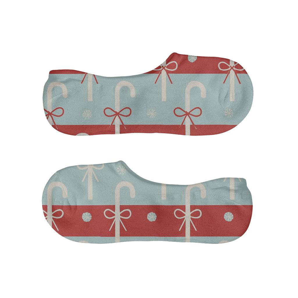 Candy Canes Ribbon Wrapped Stripe Interrupt Bands personalized no-show socks