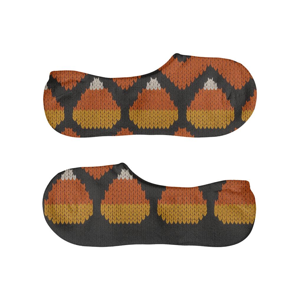 Candy Corn Zigzag Knit Texture On Black Background trendy no-show sock styles