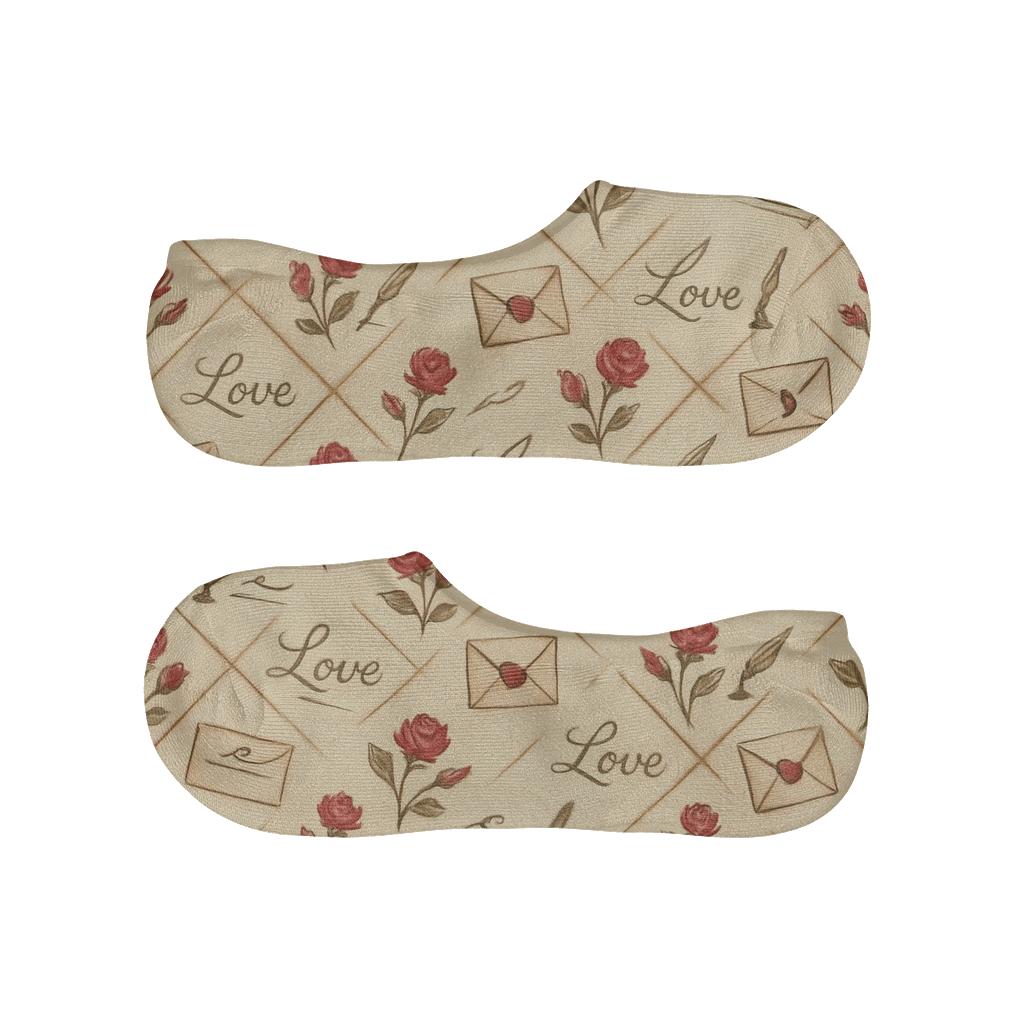 Vintage Postcard Lattice With Valentines Love Letter Envelope trendy no-show sock styles