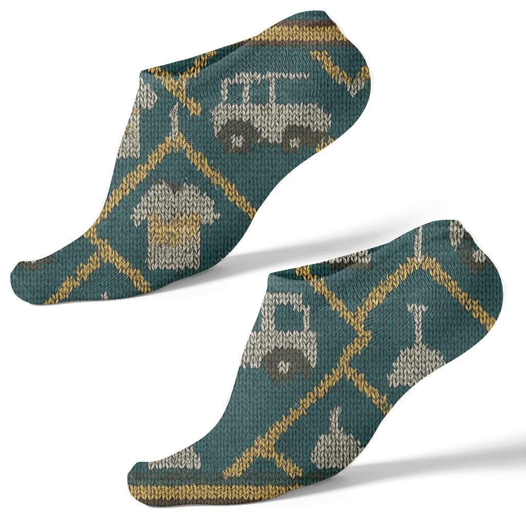 Knitted Grid Illusion Sanitation Worker unique graphic ankle socks