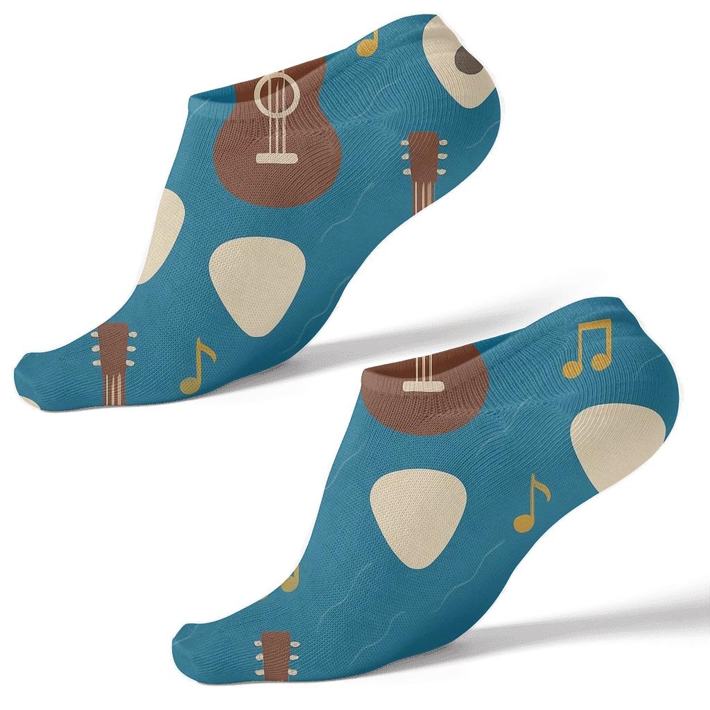 Modern Minimalist Grid With Guitar Picks custom ankle socks