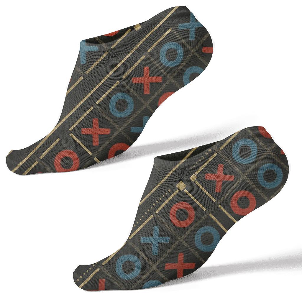 Retro Game Board Aesthetic Pattern, Valentines Xo Icons Edition stylish athletic ankle socks