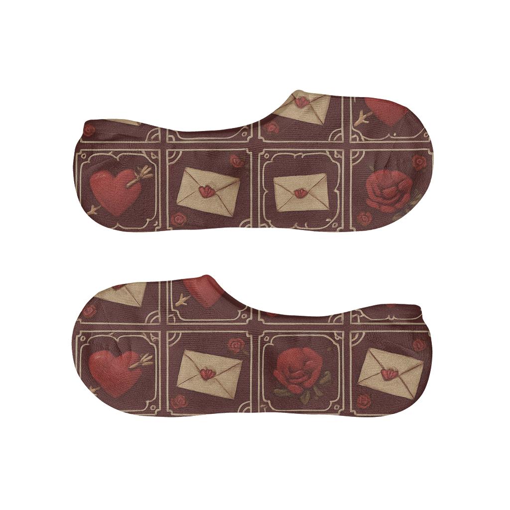 Vintage Poster Tiles With Valentines Heart With Arrow low cut no-show socks