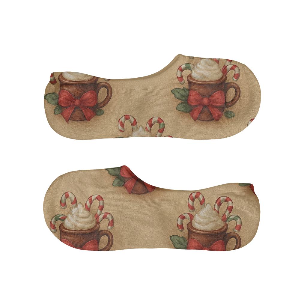 Candy Canes And Cocoa Mug Vignette Wraparound breathable no-show socks