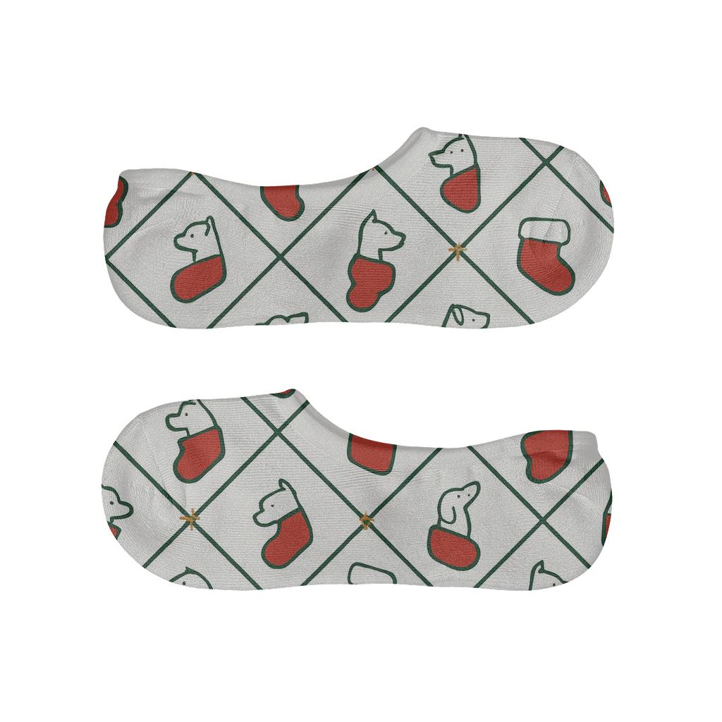 Minimal Dog Stocking Silhouette Lattice On White Background trendy no-show sock styles