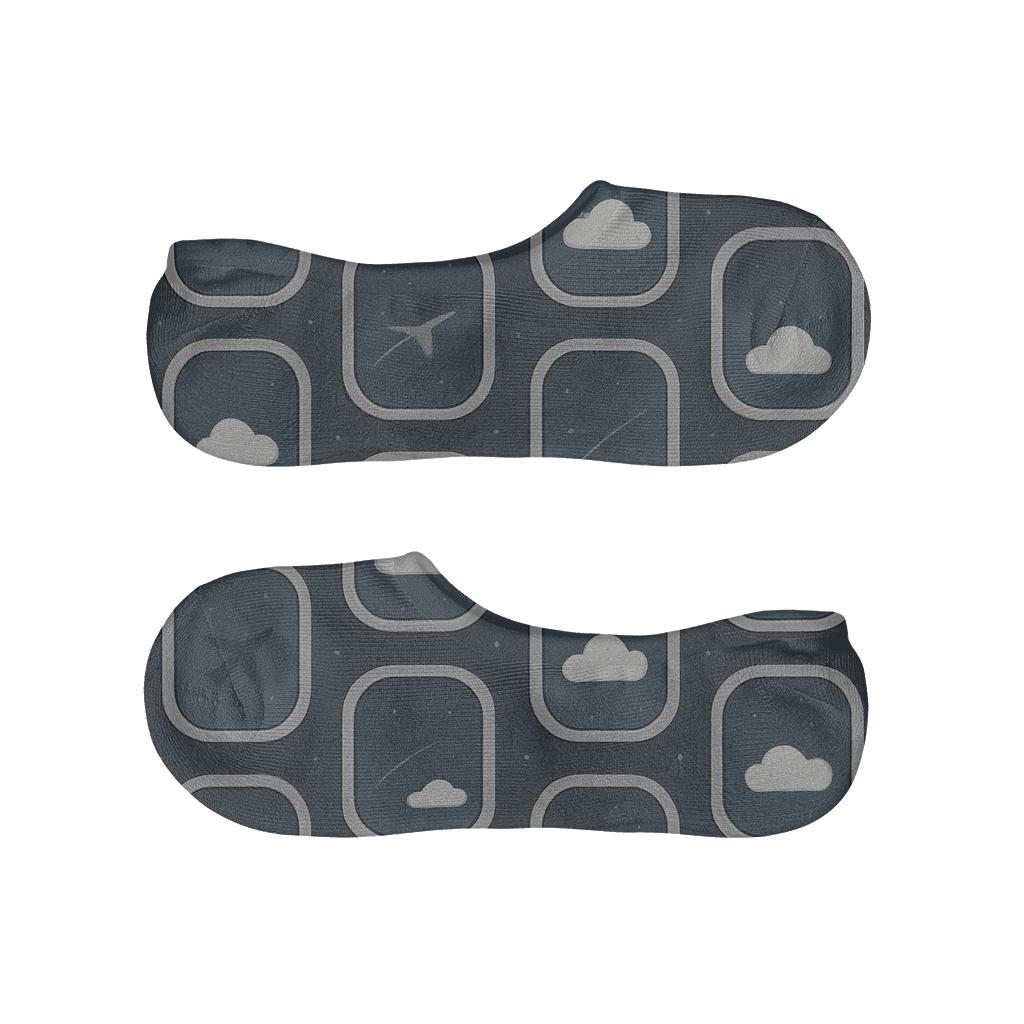 Airplane Window Grid With Night Sky Calm unique hidden socks