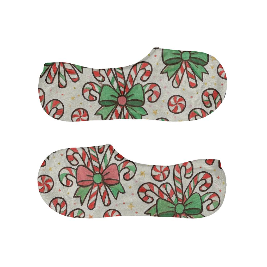 Candy Canes Bouquet Radial Rosettes anti-slip no-show socks