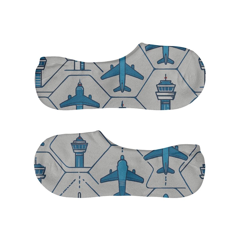 Air Traffic Control Tower And Airplane Lattice Repeat unique hidden socks
