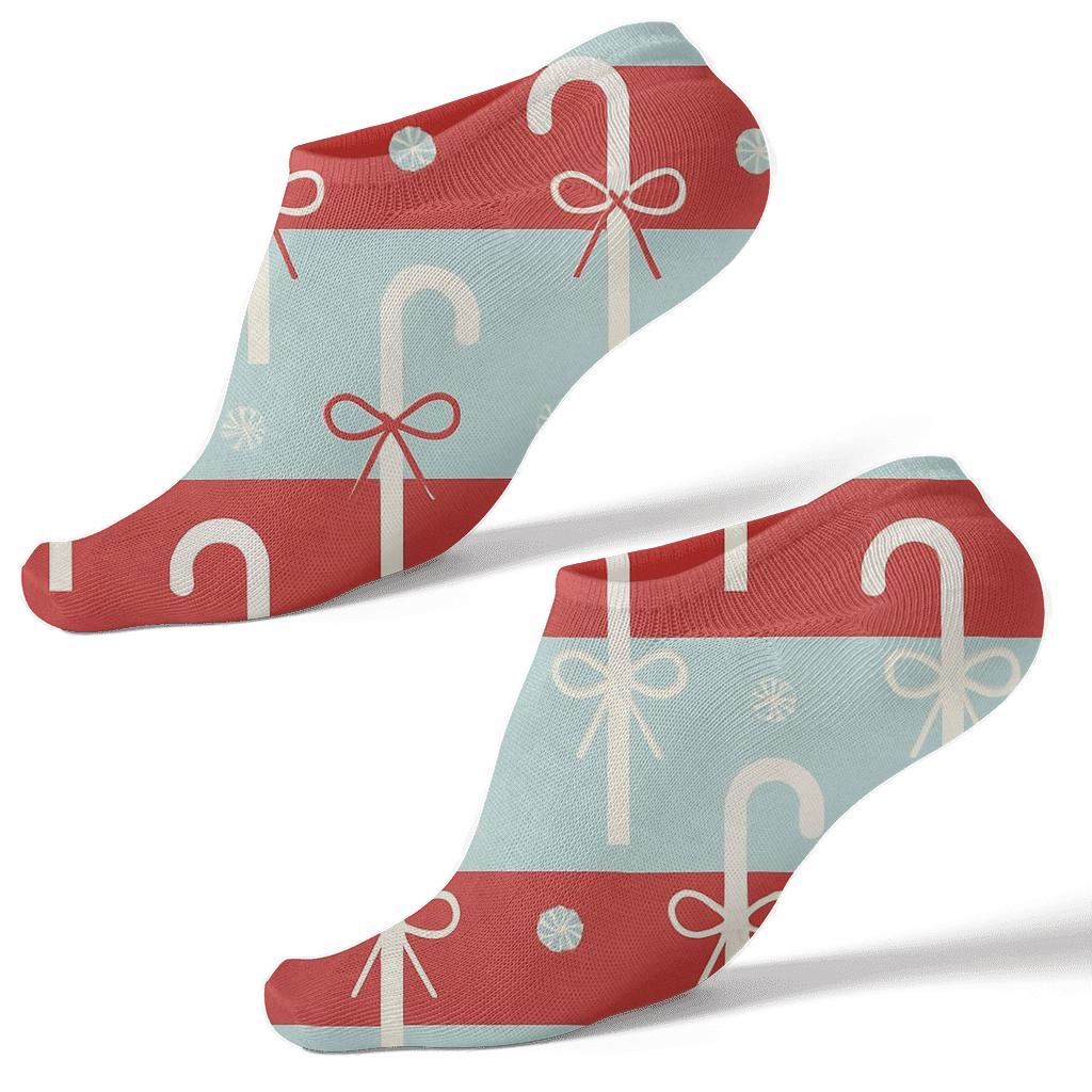Candy Canes Ribbon Wrapped Stripe Interrupt Bands personalized ankle socks