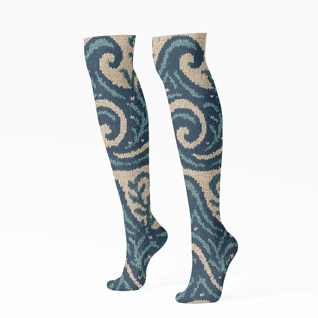 Kelp And Seafoam Jacquard Swell soft everyday knee-high socks