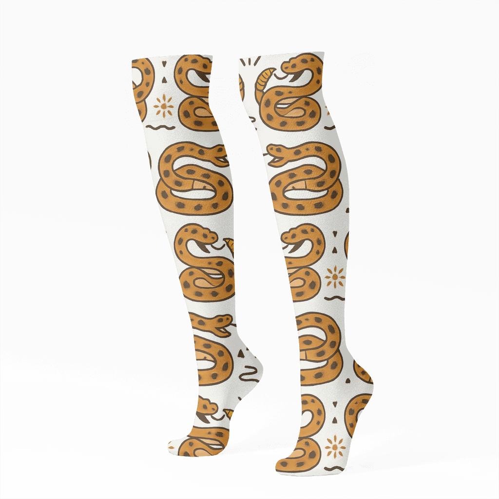 Desert Bands With Rattlesnake Snake Motifs soft everyday knee-high socks