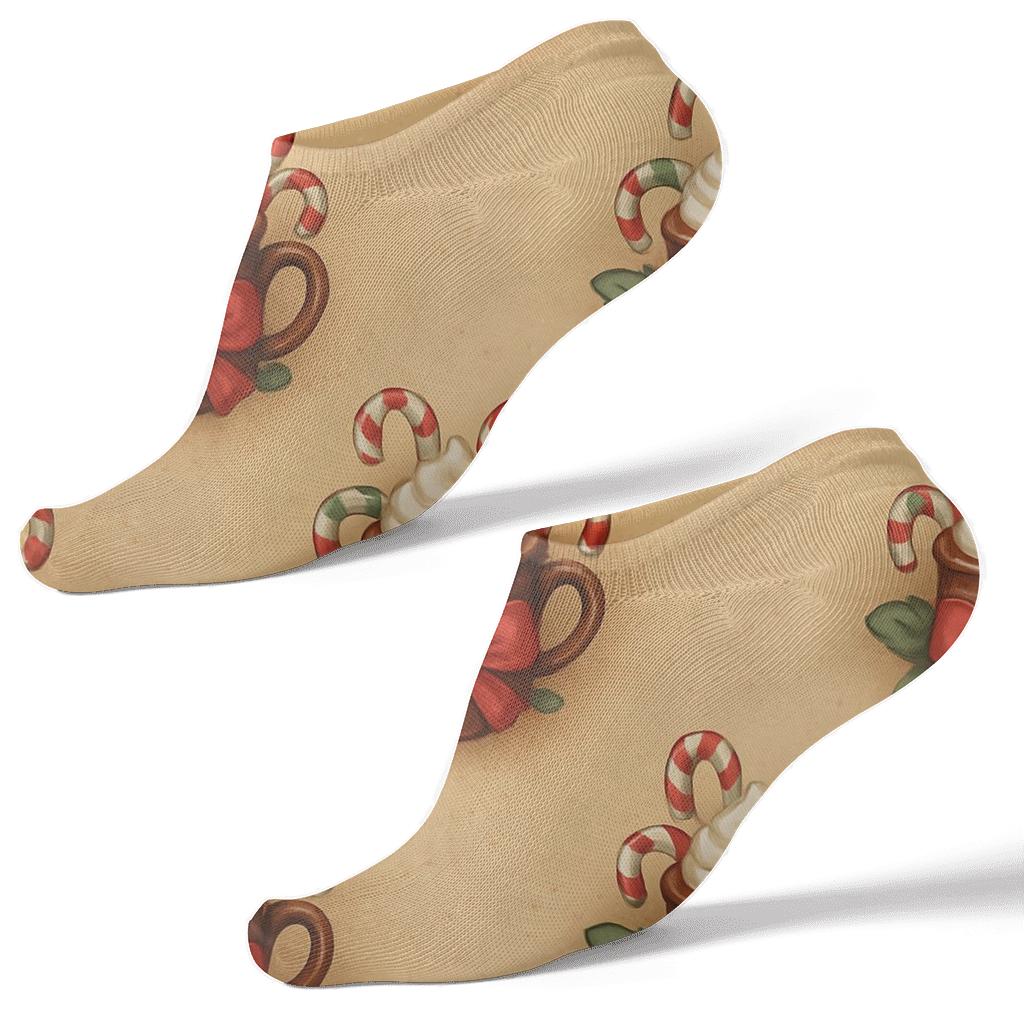 Candy Canes And Cocoa Mug Vignette Wraparound soft everyday ankle socks
