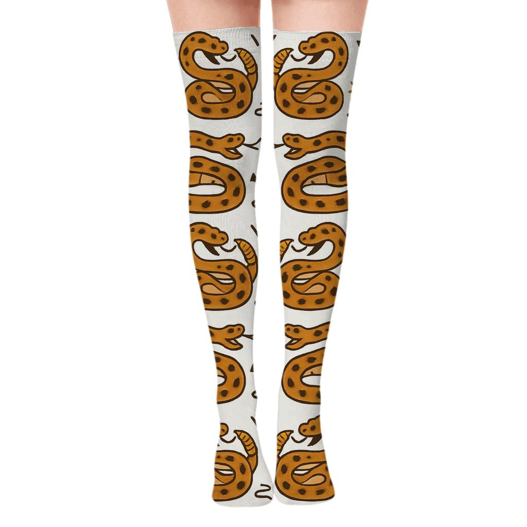 Desert Bands With Rattlesnake Snake Motifs premium cozy over-the-knee socks