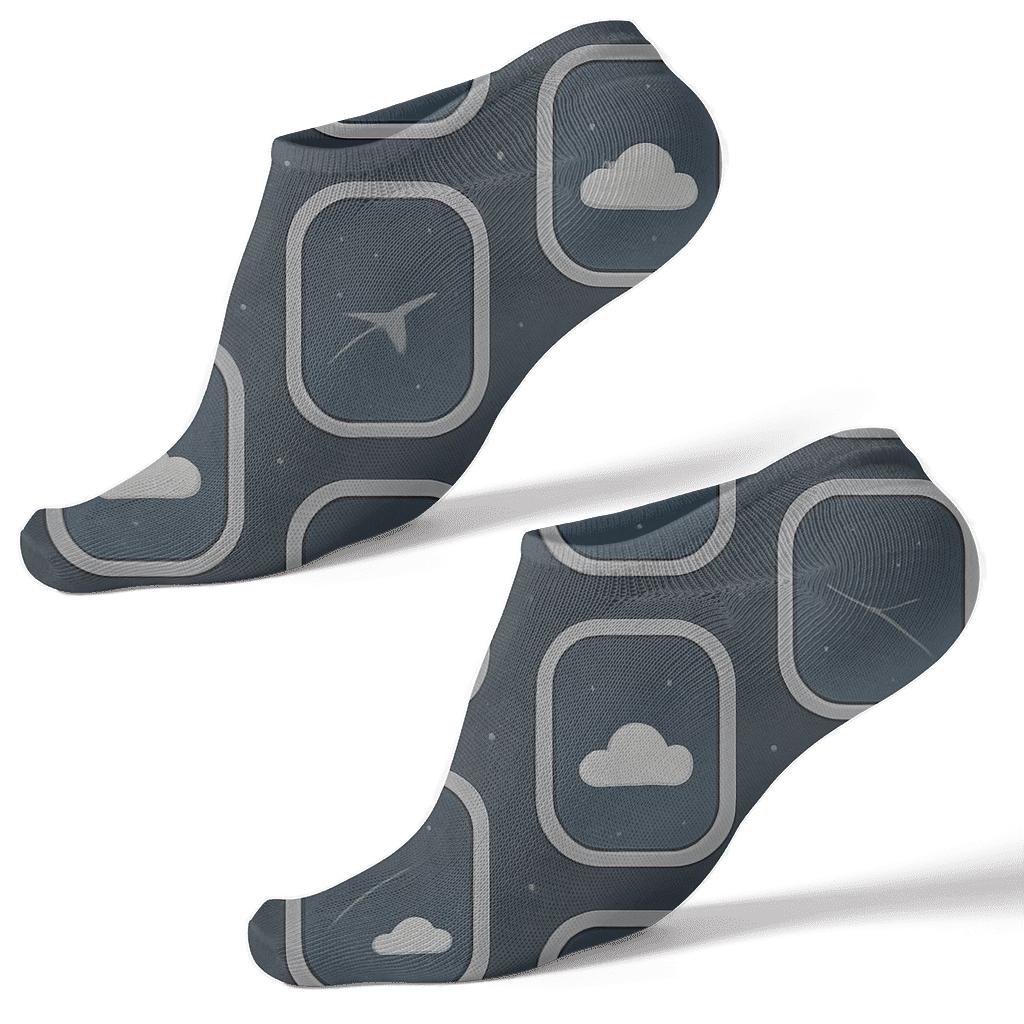 Airplane Window Grid With Night Sky Calm premium sports ankle socks
