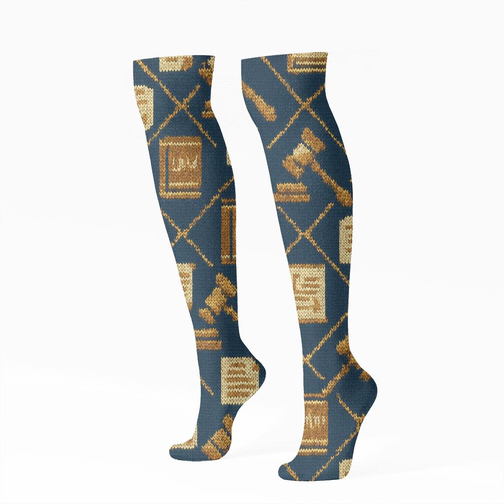 Lawyer Gavel Knit Tessellation stylish athletic knee-high socks
