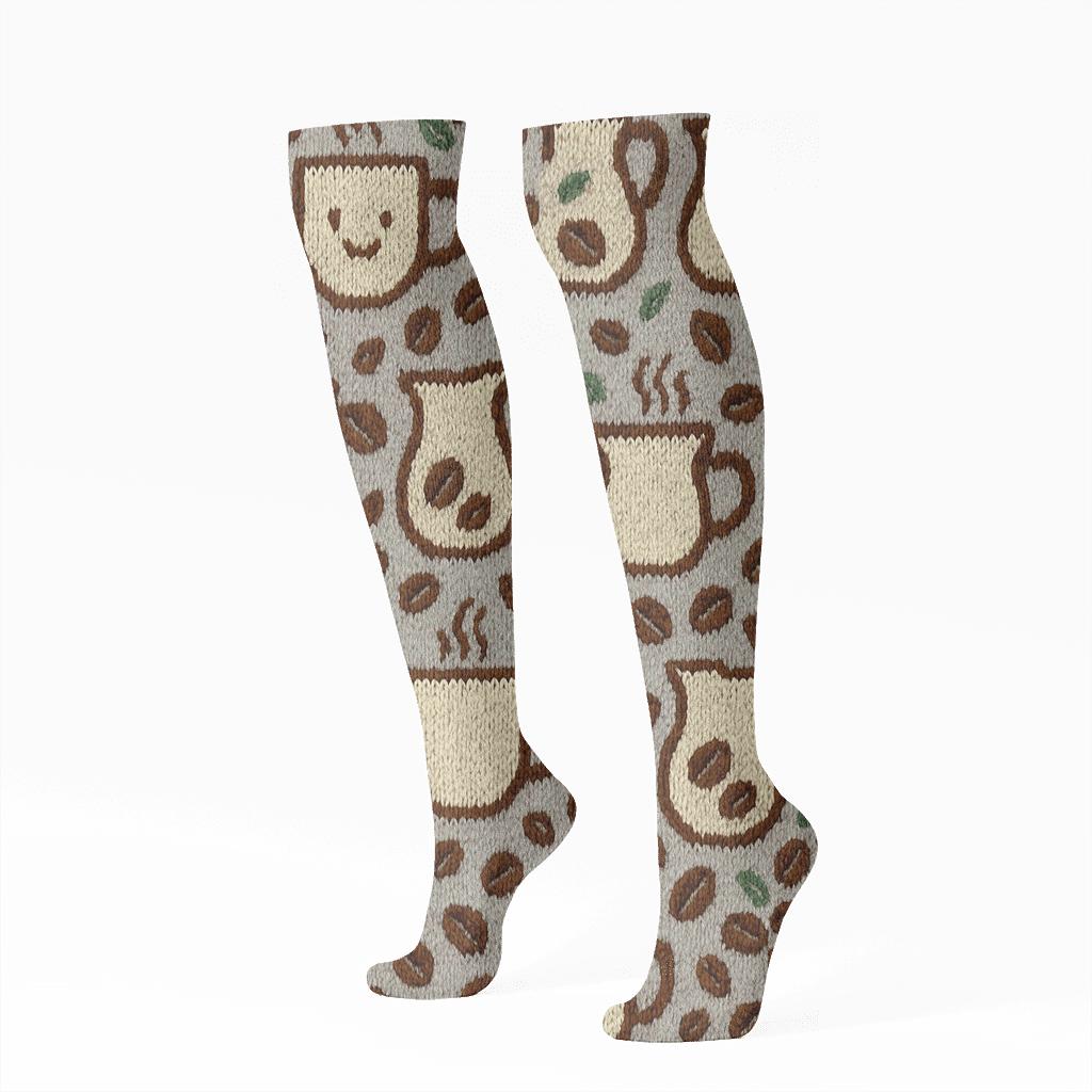 Knitted Illusion Mug Tessellation Barista premium sports knee-high socks