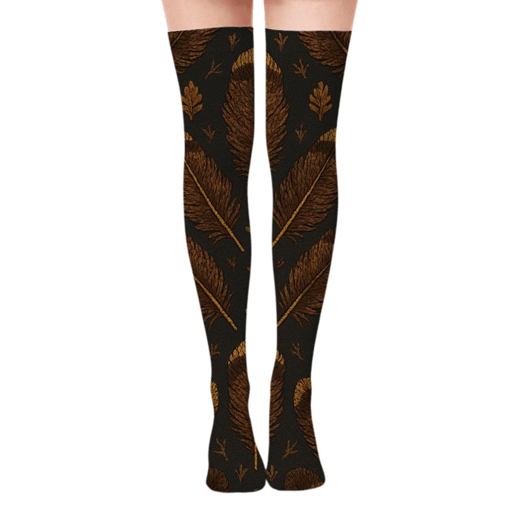 Knitted Illusion Turkey Feather Lattice personalized over-the-knee socks