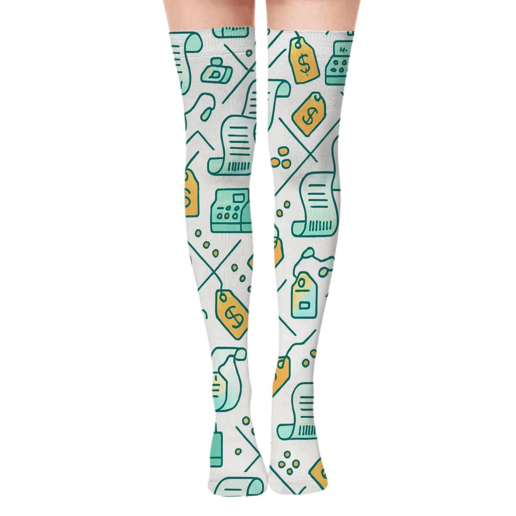 Receipt Lattice With Cashier Charms personalized over-the-knee socks