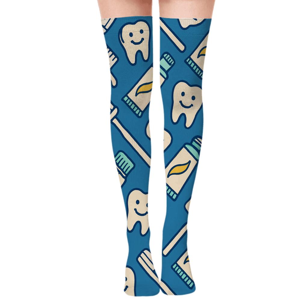 Toothbrush Chevron In Dentist Pop Style soft everyday over-the-knee socks
