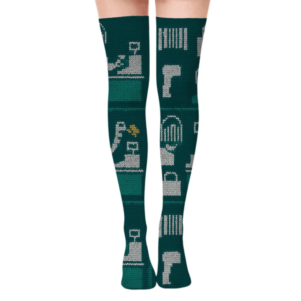 Cashier Checkout Tapestry Grid stylish fashion over-the-knee socks