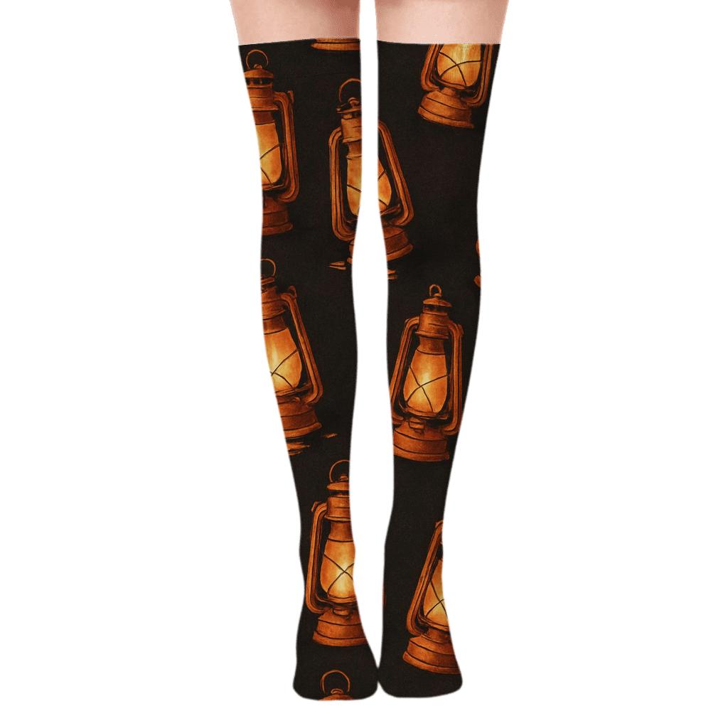 Copper Frame Motifs With Lantern Glow soft everyday over-the-knee socks