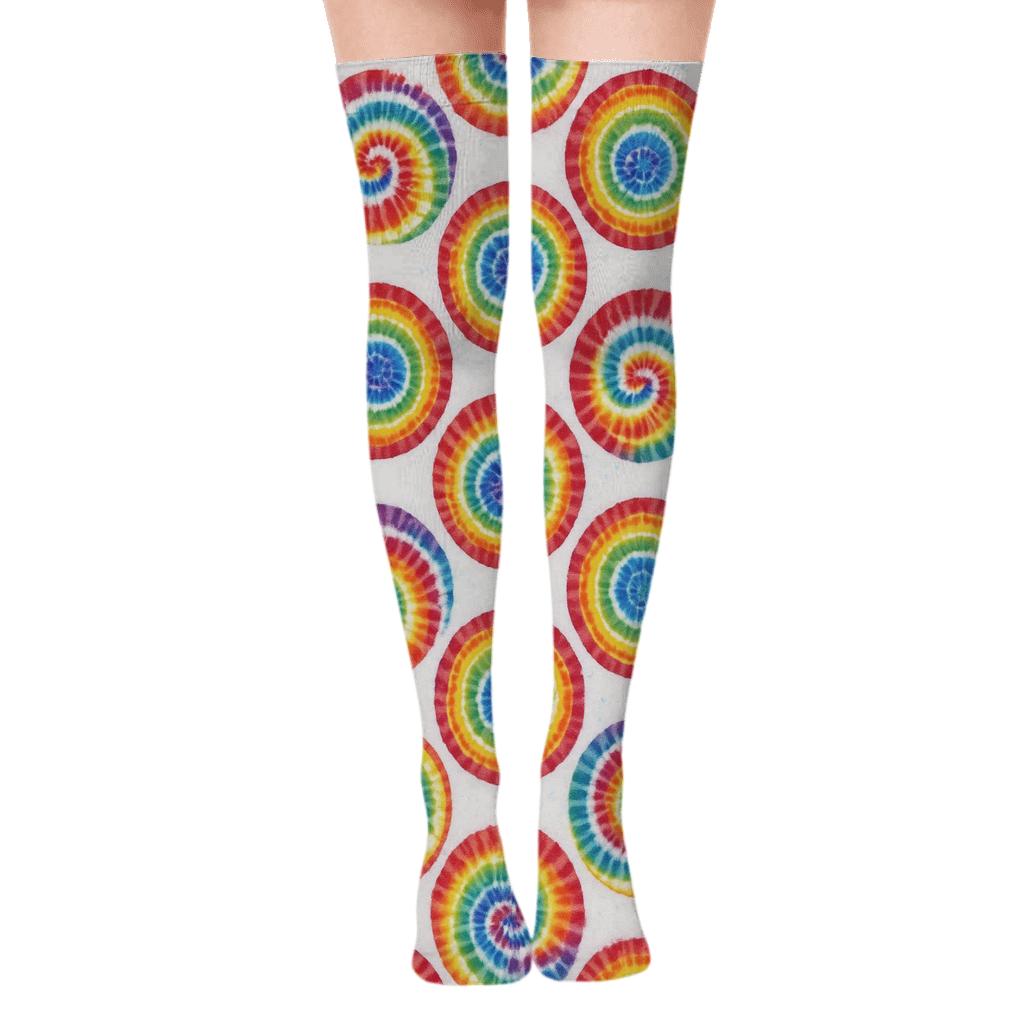 Full Spectrum Spiral Tile Carousel On White Background stylish fashion over-the-knee socks