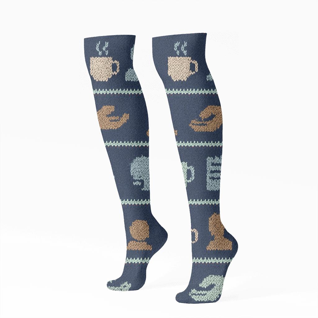 Counselor Knit Illusion Office Symbols premium sports knee-high socks
