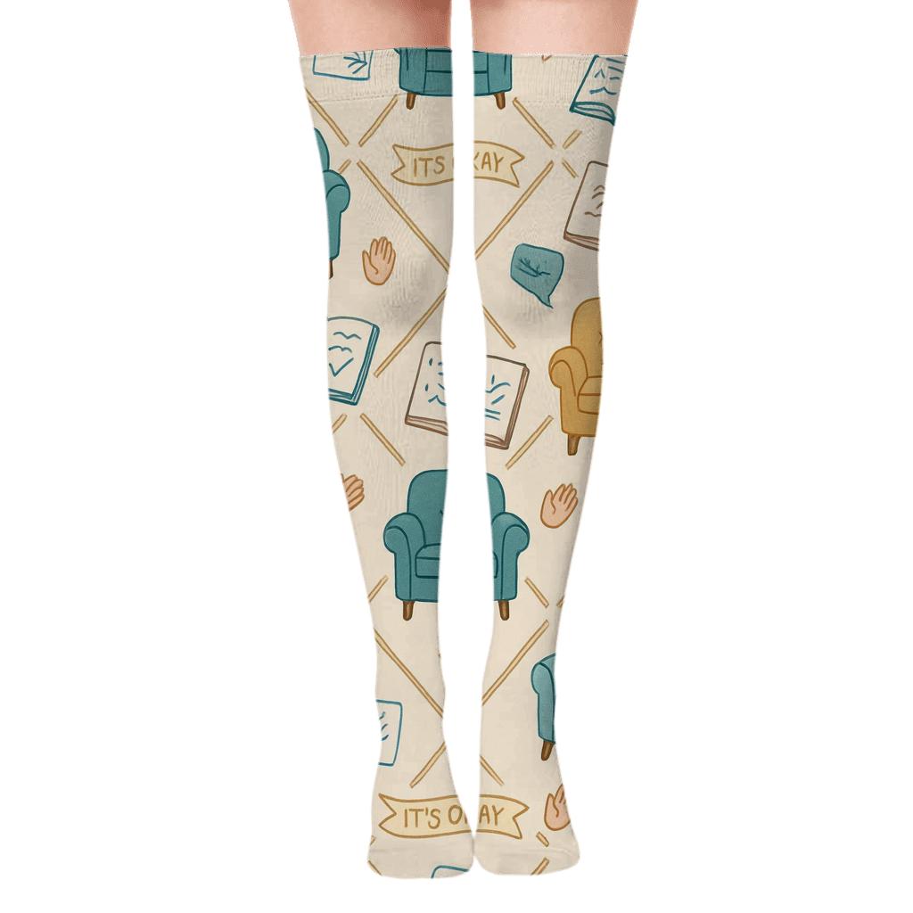 Therapy Chair Lattice With Counselor Notes trendy patterned over-the-knee socks