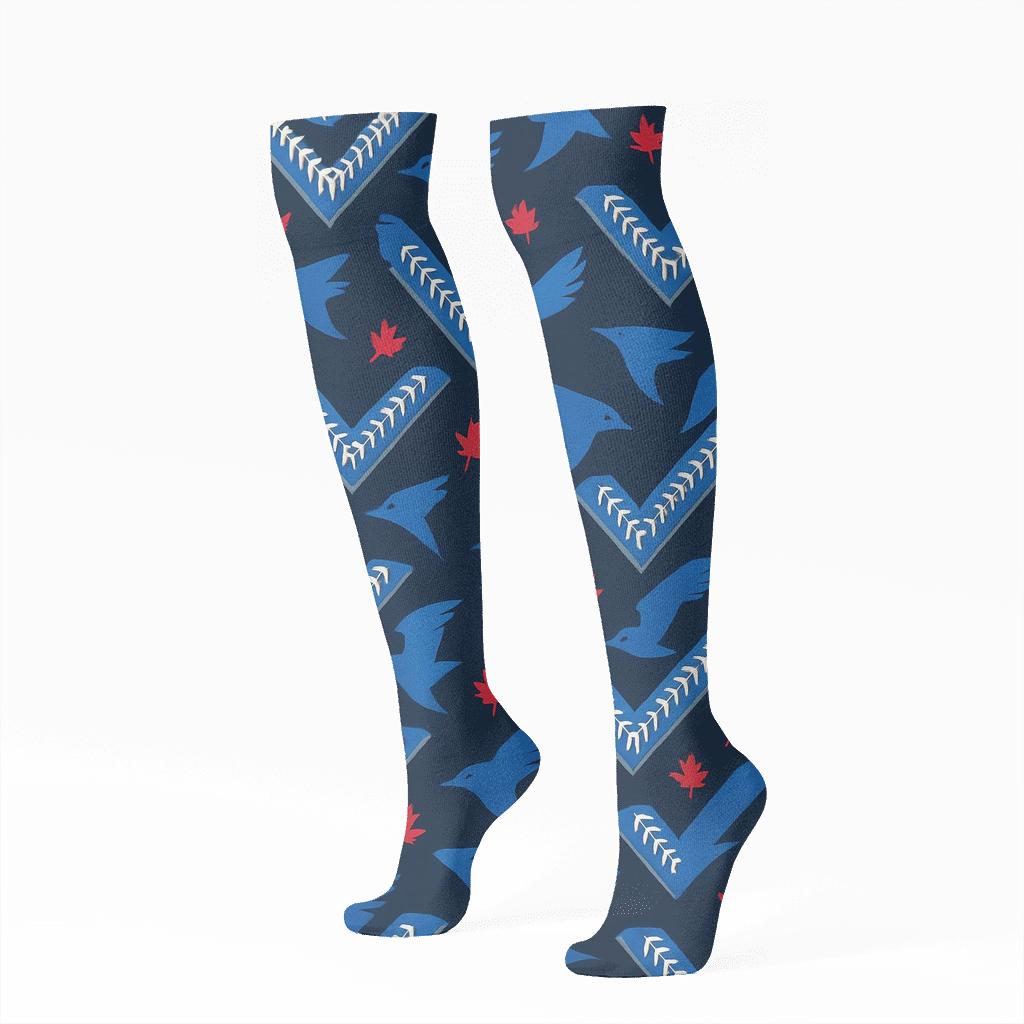 Baseball Seam Chevron For Blue Jays Fans personalized knee-high socks