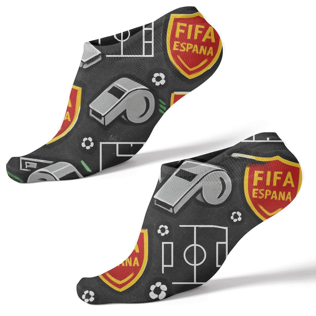Referee Whistle And Pitch Lines With Fifa Spain Energy unique graphic ankle socks