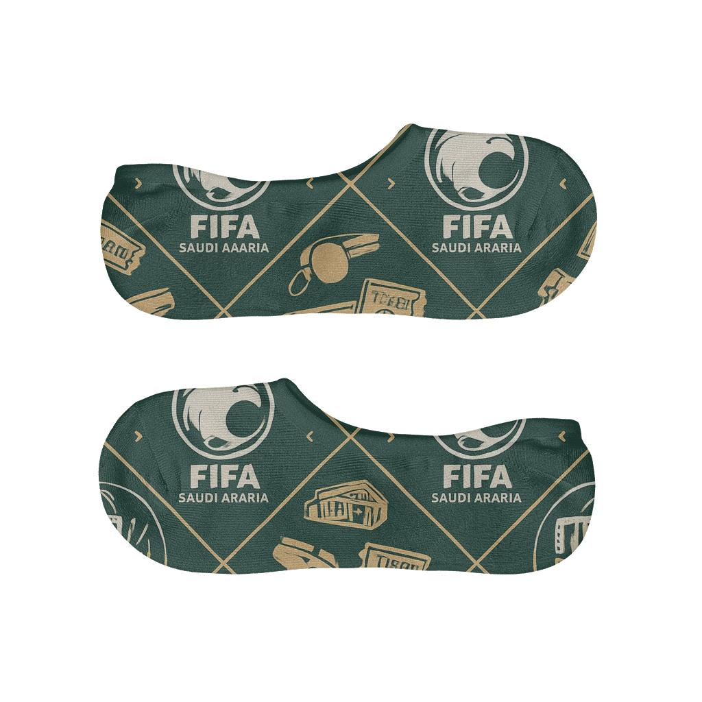 Fifa Saudi Arabia Badge Lattice On Midnight Green anti-slip no-show socks