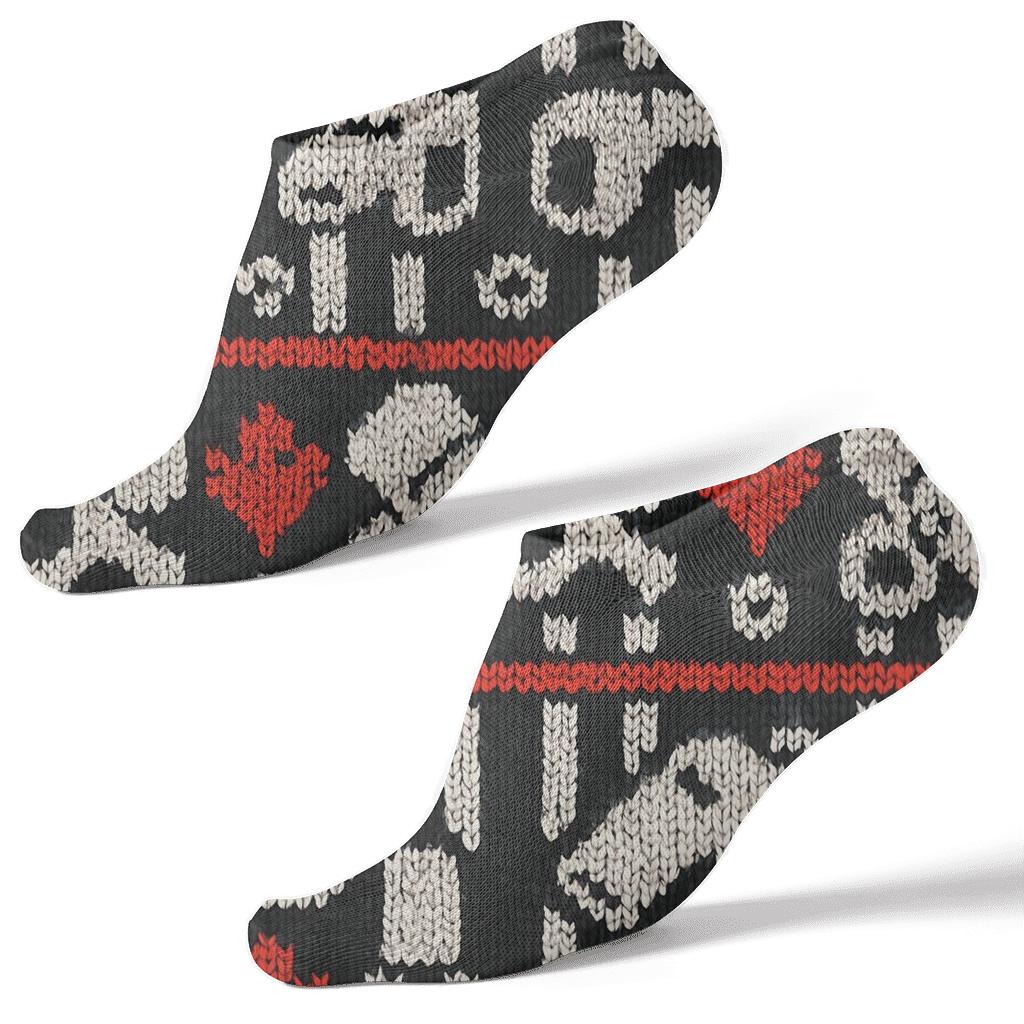 Knitted Pattern Illusion Of Fifa Canada Referee Whistles personalized ankle socks