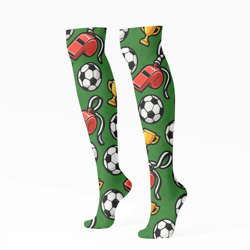 Referee Whistle Lattice With Fifa Germany Accents designer print knee-high socks