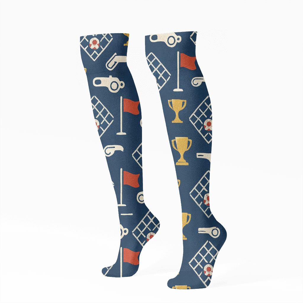 Goal Net Rhythm Fifa Croatia Pattern comfortable cotton knee-high socks