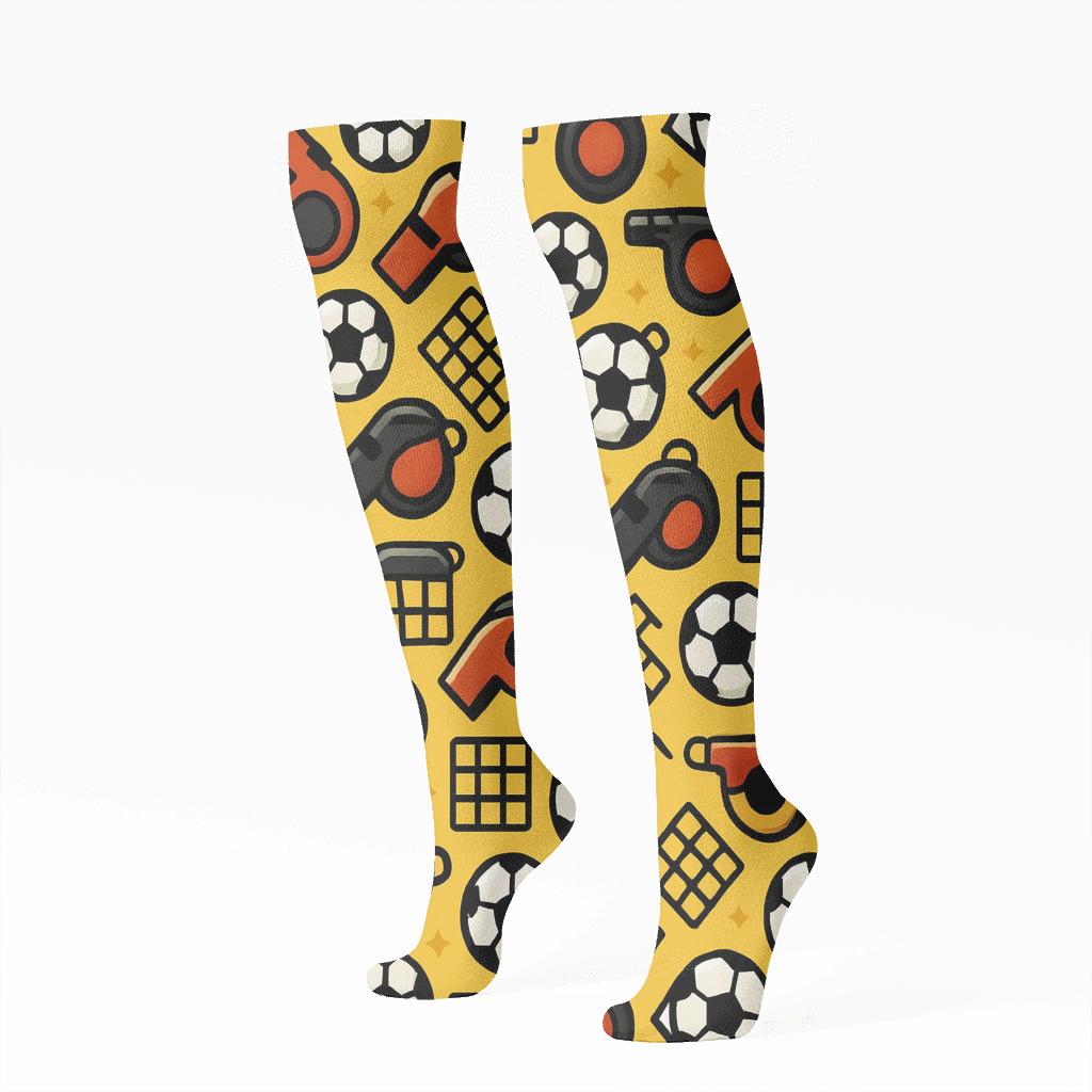 Referee Whistle Lattice With Fifa Belgium Accents soft everyday knee-high socks