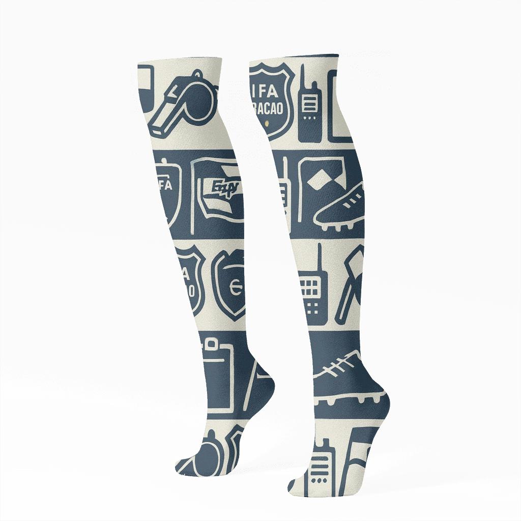 Coastal Patrol Icons Fifa Curacao Pattern Bands stylish athletic knee-high socks