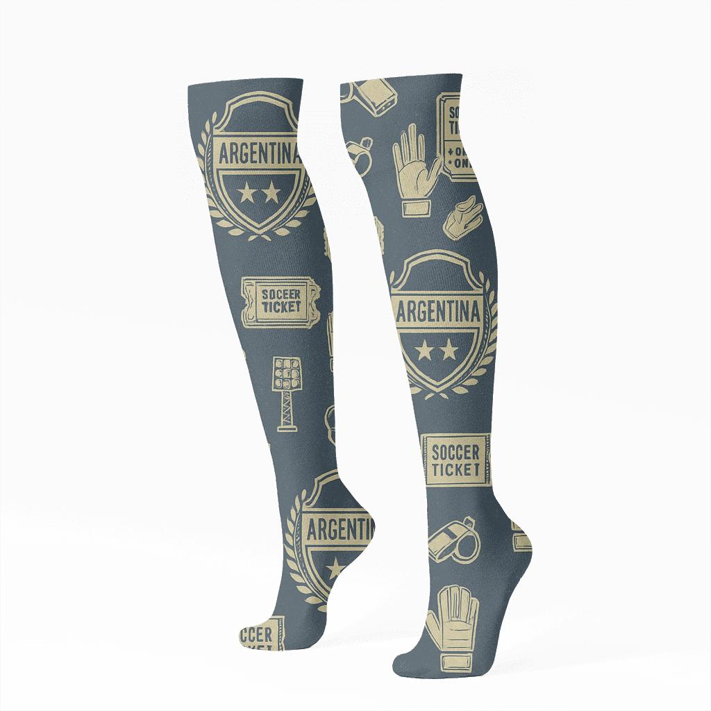 Vintage Poster Tilework For Fifa Argentina unique graphic knee-high socks