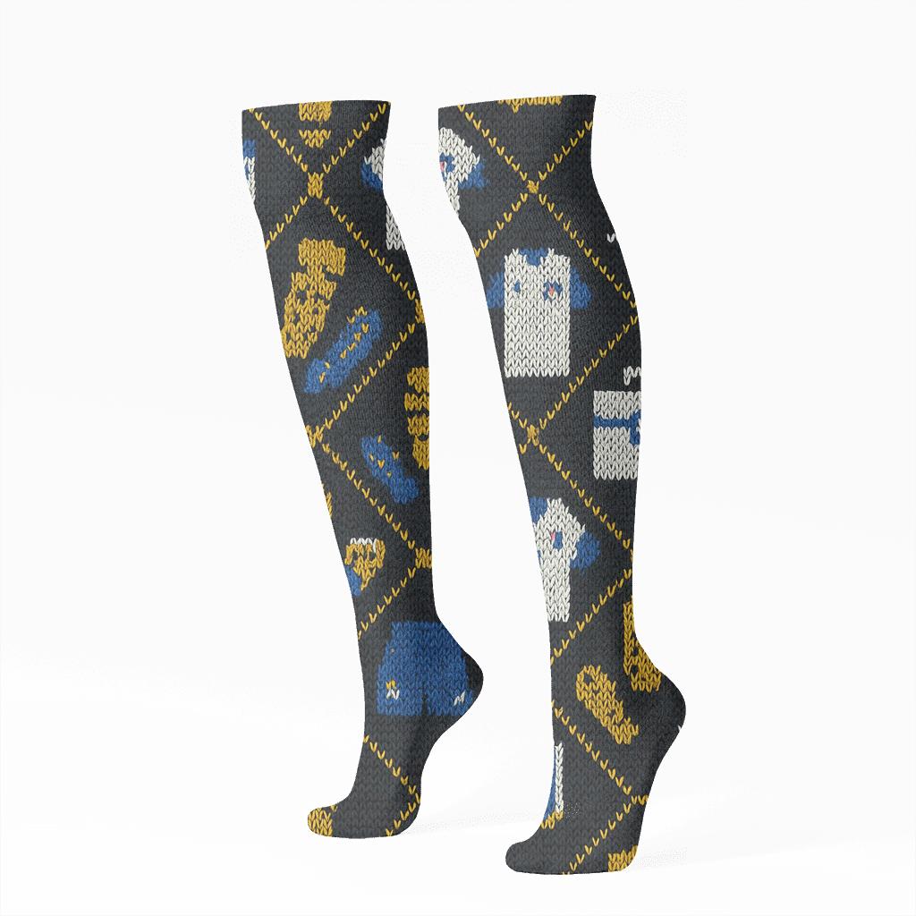Fifa Panama Knit Illusion Equipment Lattice soft everyday knee-high socks