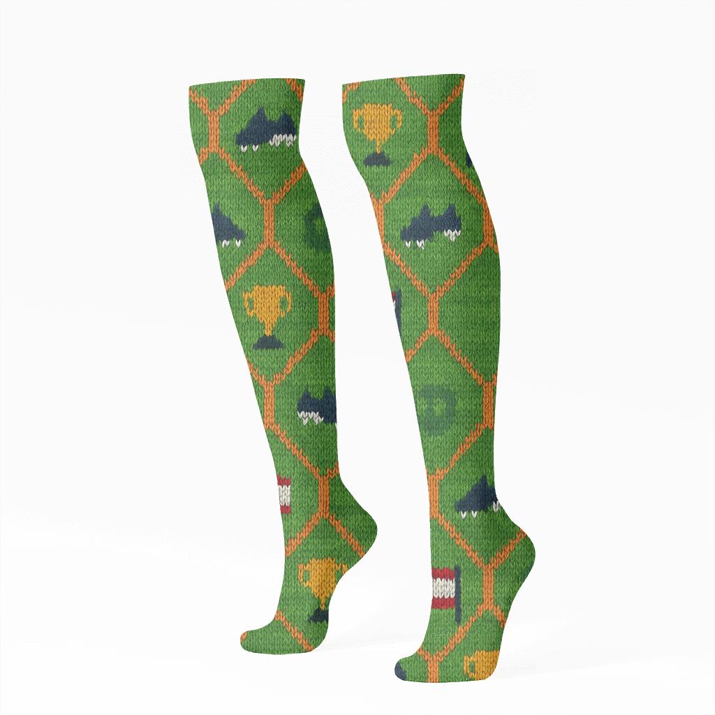 Knitted Goal Net Tessellation, Fifa Netherlands designer print knee-high socks