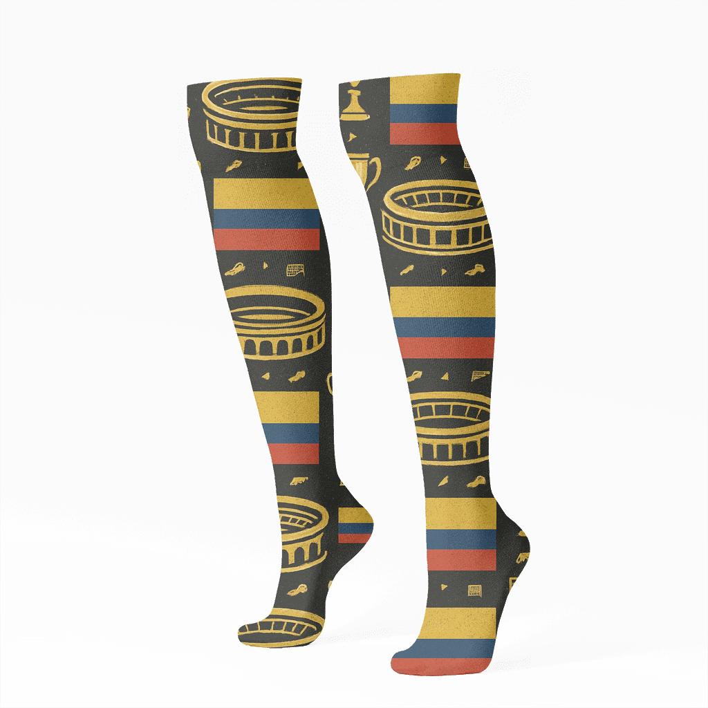 Vintage Poster Bands With Stadium Panorama For Fifa Ecuador comfortable cotton knee-high socks