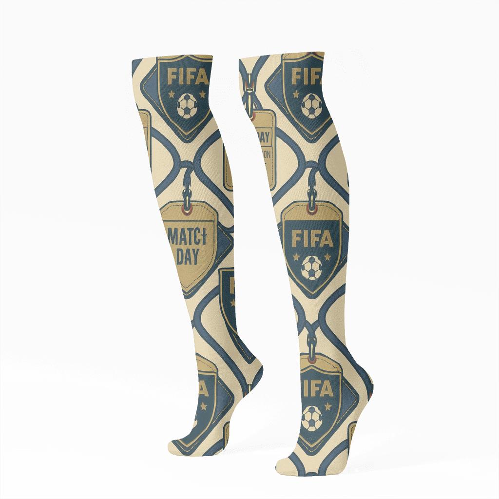 Fifa Curacao Badge Lattice In Vintage Poster Look personalized knee-high socks