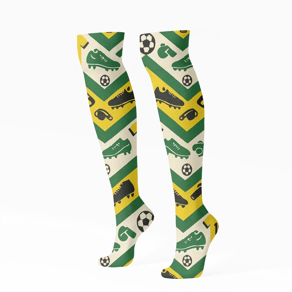 Soccer Field Chevron With Whistles And Jerseys, Fifa Brazil personalized knee-high socks