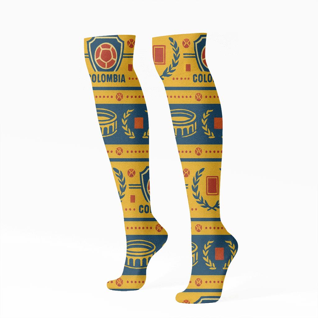 Fifa Colombia Crest Wave Band Pattern personalized knee-high socks